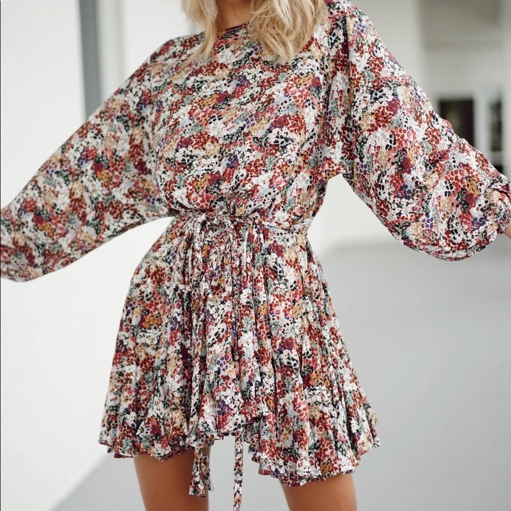 Long Sleeve Belted Dress